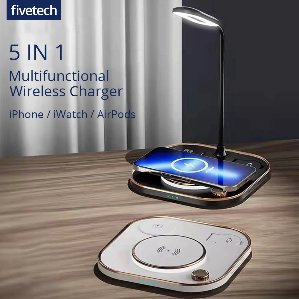 

2022 Multifunction Wireless Chargers with Led Desk Lamp For iPhone 13 13 Pro 12 11 XS 4 in 1 Wireless Charger for iwatch