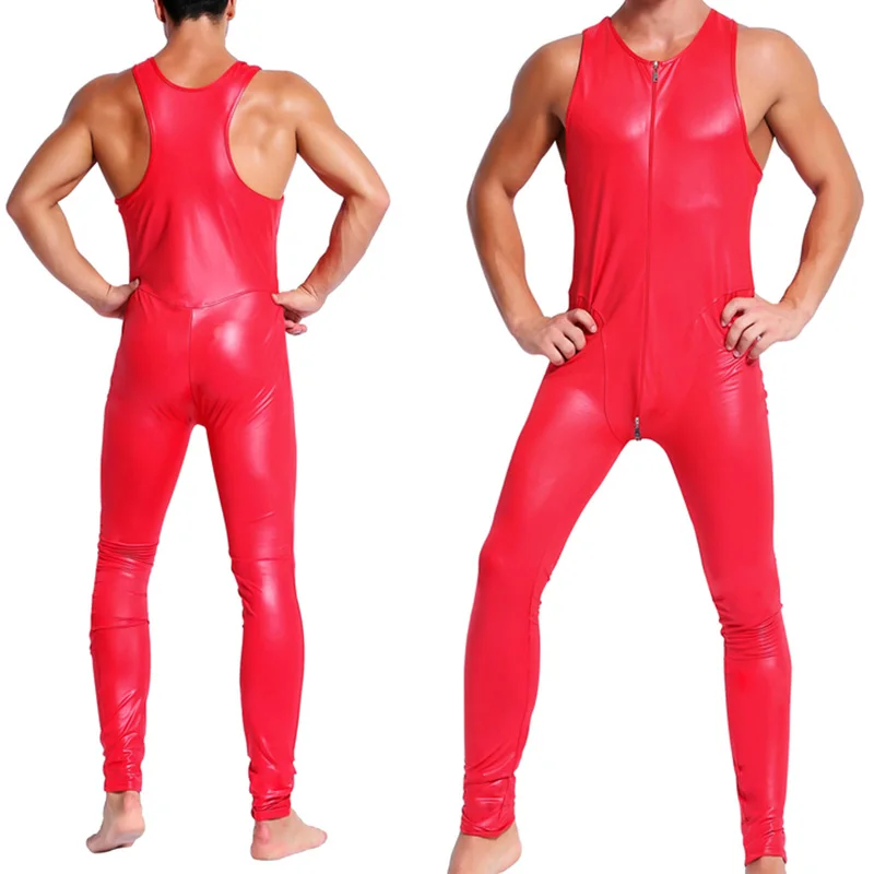 Нижнее белье мужские боди из искусственной кожи комбинезоны эротические на