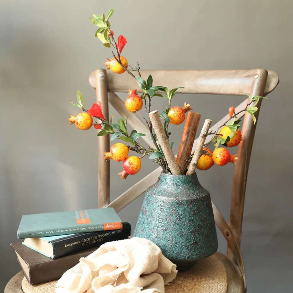 Искусственные розы фрукты гранатовые ягоды Красный Желтый букет цветочный сад