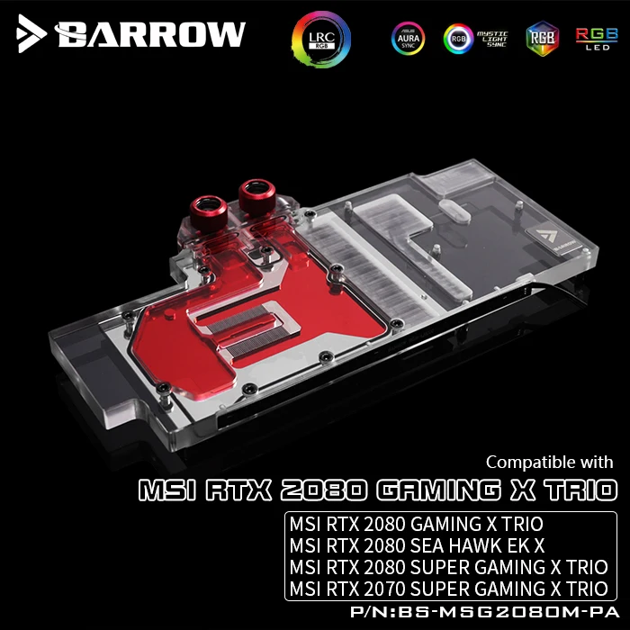 BARROW Water Block используется для MSI RTX2080 GAMING X TRIO / SEA HAWK EK X/Поддержка оригинальной задней