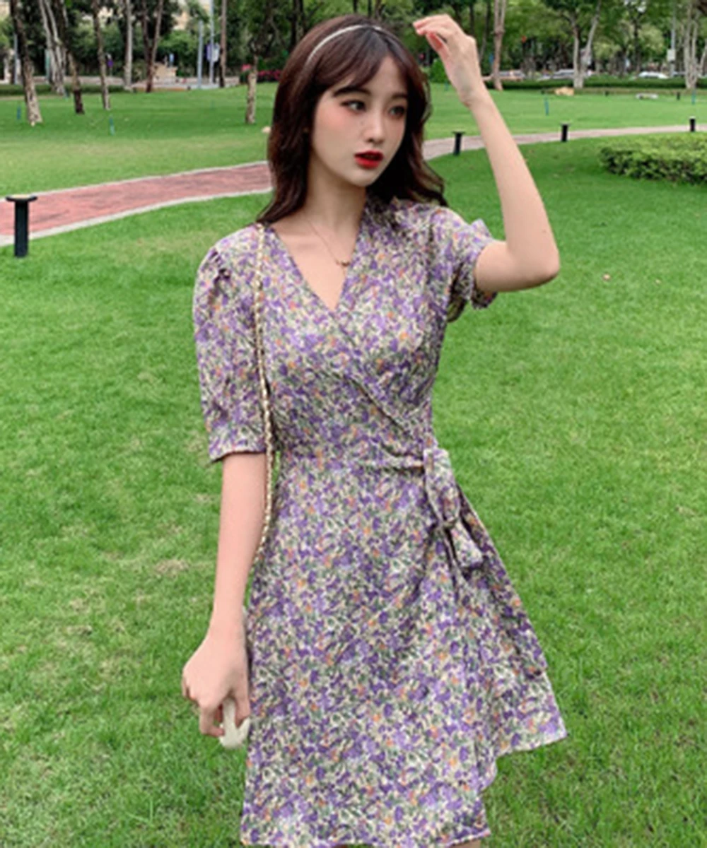 

New 2021 Spring And Summer Skirt Floral Dress Retro Women'S French Style Thin A-Line Skirt