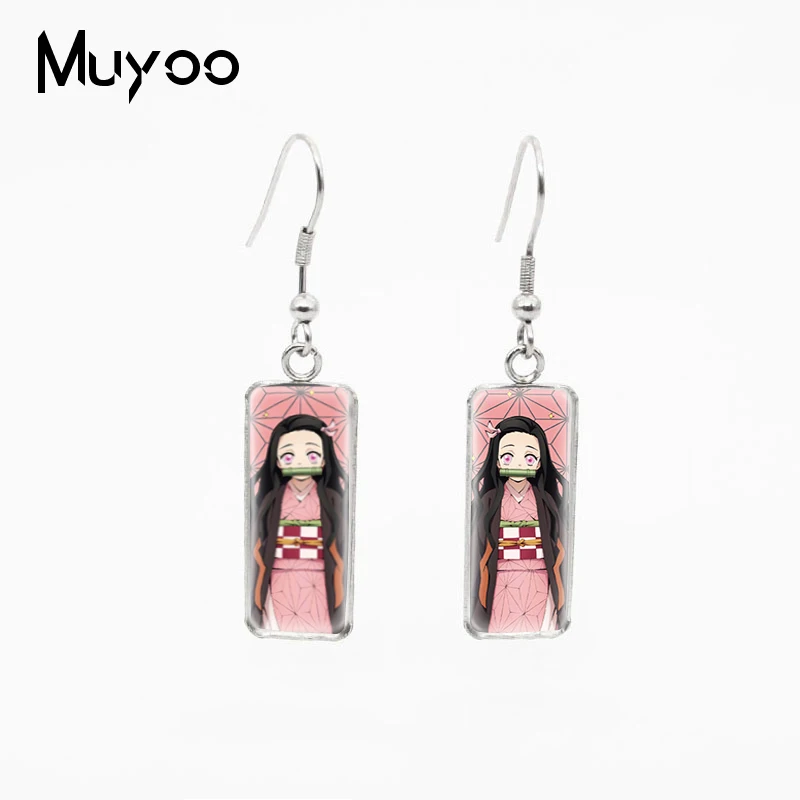 Новые Модные прямоугольные серьги крючки в стиле аниме рассекающий демонов Kimetsu
