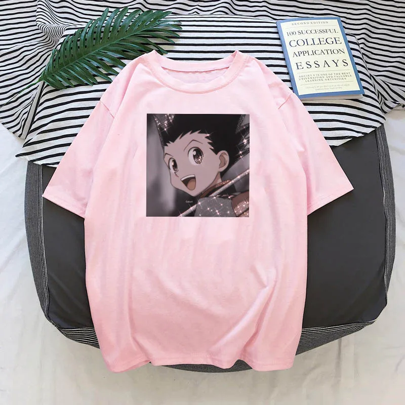 Футболка женская в стиле Харадзюку Свободный Топ с мультяшным принтом охотника X