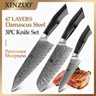 Набор кухонных ножей XINZUO 2020 года, 3 шт., Ручка G10, дамасский нож, стальной острый шеф-повар, универсальные ножи сантоку, нож для овощей, мяса