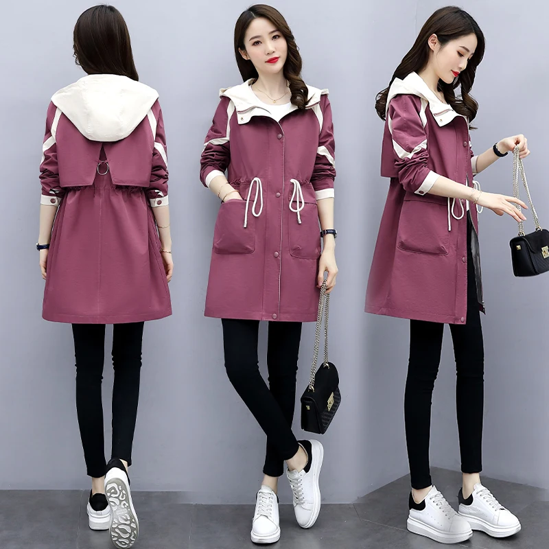 Ветровка женская демисезонная в Корейском стиле винтажная длинная свободная Y10