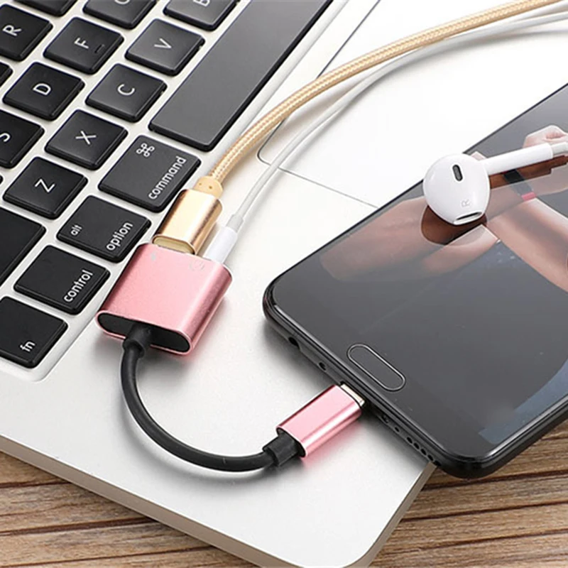 Тип C адаптер с разъемом подачи внешнего сигнала Aux USB Type до 3 5 мм разъем для