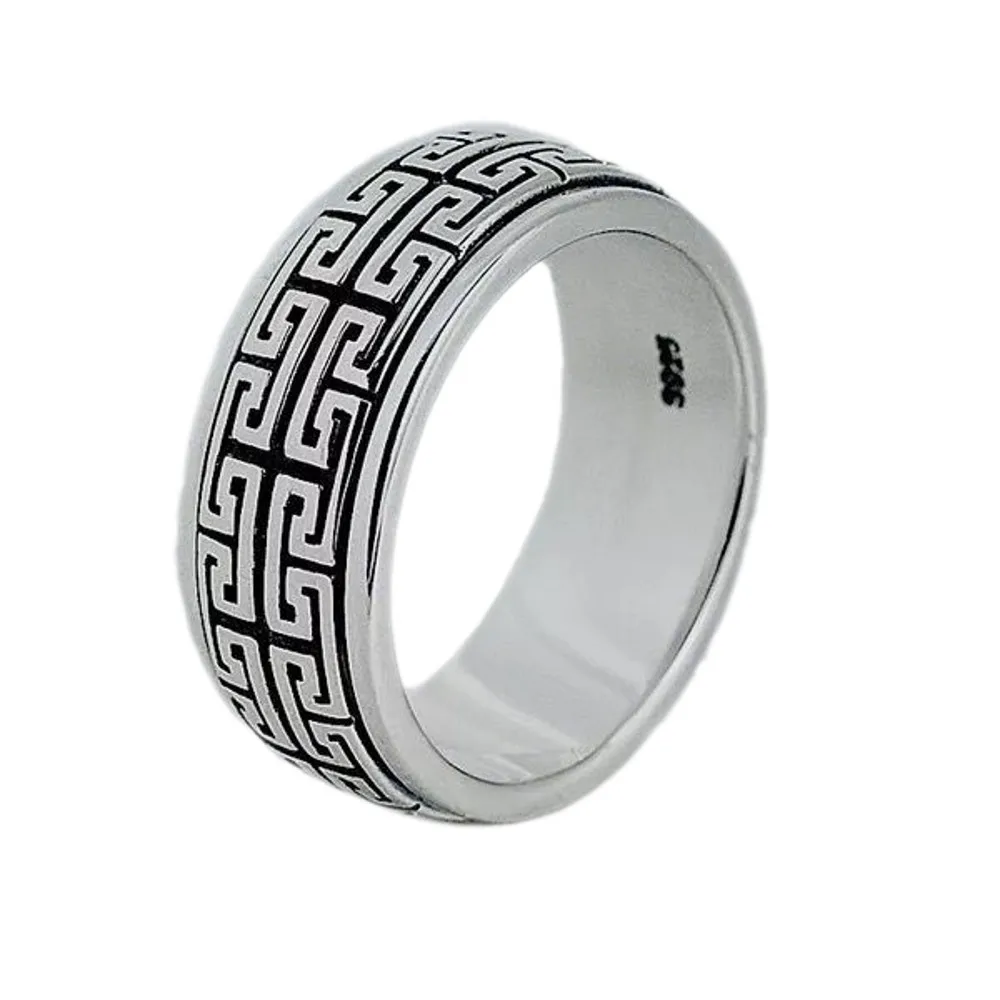 BOCAI New Real 100% s925 Silver Jewelry Rotatable Man Ring Retro Domineering Great Wall Pattern Couple Style Good Luck