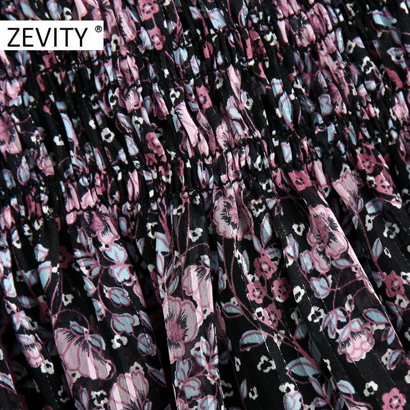 Новая женская винтажная плиссированная мини-юбка ZEVITY с тропическим цветочным