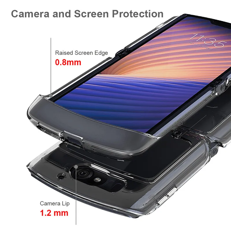 Чехол 2 в 1 с полной защитой для Motorola Moto Razr 5G 2020 противоударный Прочный Прозрачный