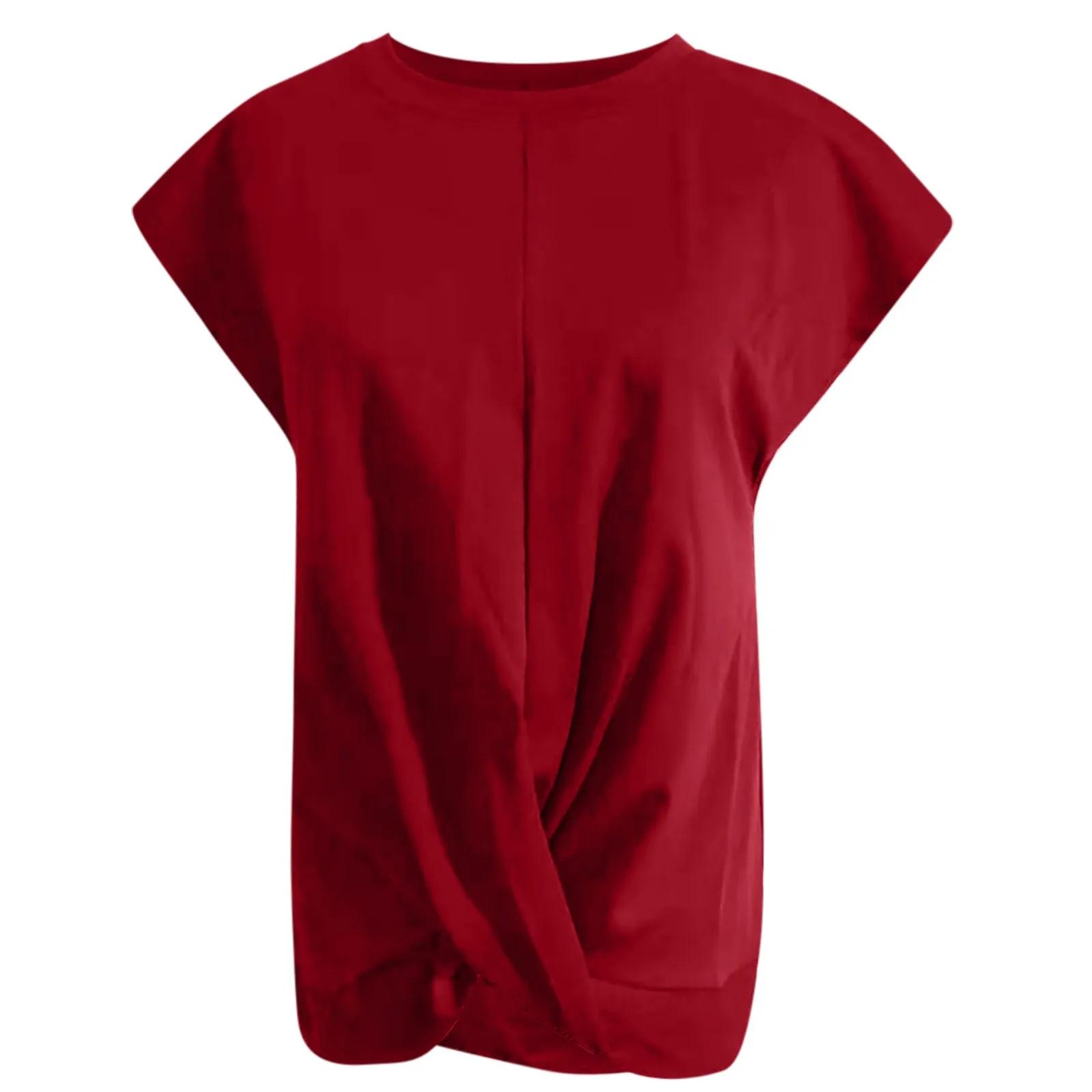 

2021 Featured Female Blouse Clothes O-Neck Short Sleeve Solid Color Shirts Irregular Loose Casual Tops Female Daily Blouse