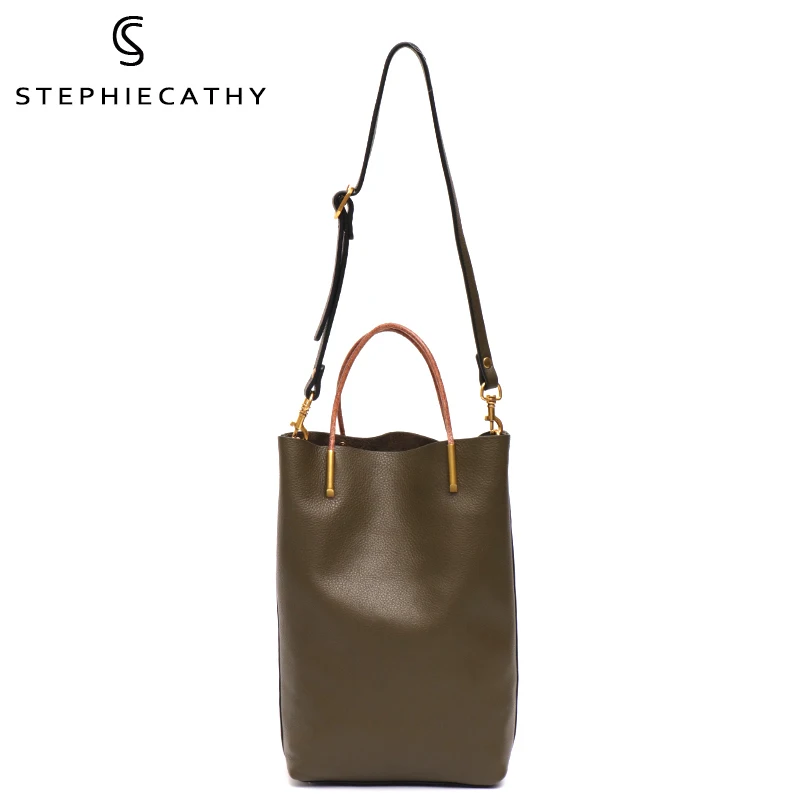 

SC Vintage Soft Genuine Leather Women Top-handle Bag Casual Bucket Handbags Female Retro Cowhide Tote Crossbody Purse Liner Bag