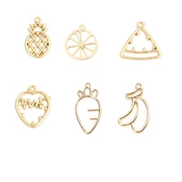 hollow lemon banana fruit charms zinc based alloy pineapple ananas pendants gold color for diy earring jewelry making 5 pcs