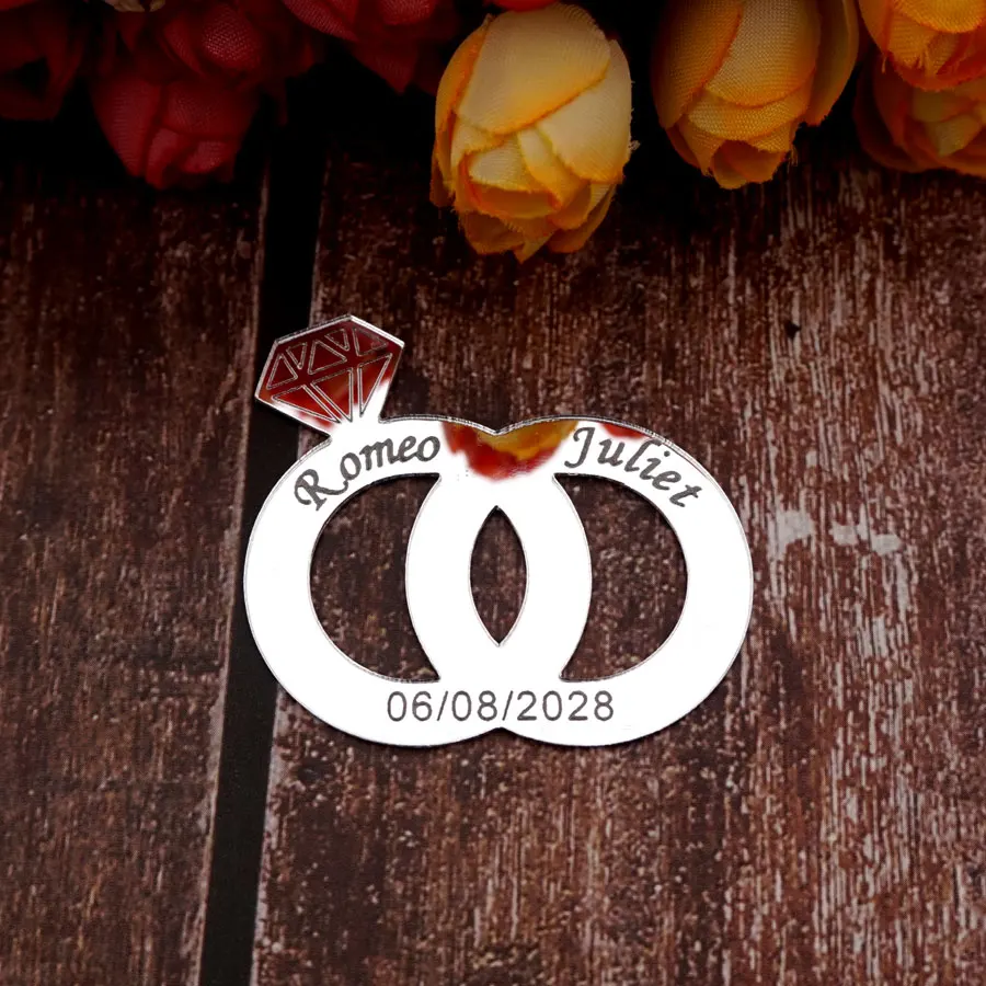 20 шт. акриловые зеркальные наклейки в виде двух колец для жениха ширина 7 см 5 4