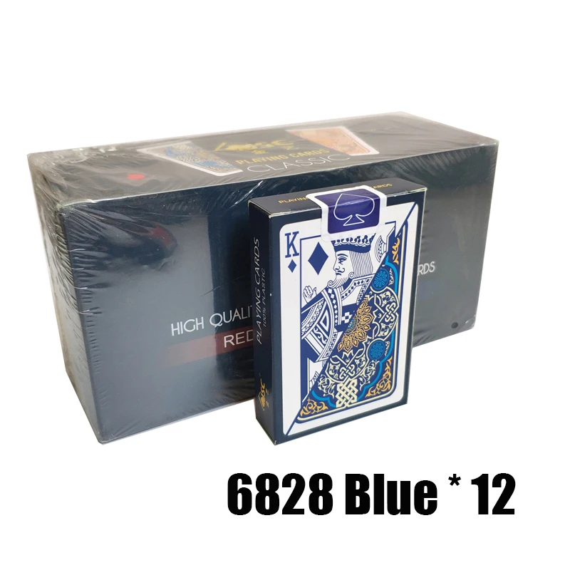 6828 Blue 12 Deck 1 коробка/12 колода качество водонепроницаемый ПВХ пластиковые игральные карты набор тренд покер классические фокусы белый покер карты коробка-Упакованные - Цвет: 6828 Blue 12 Deck