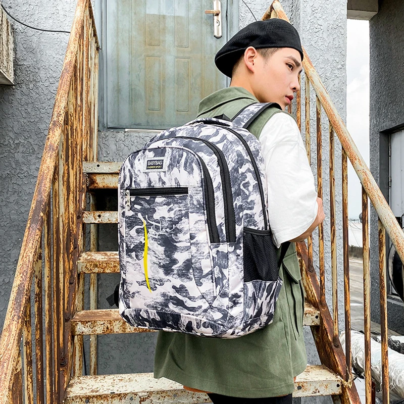 

Leisure Camouflage Backpack Men Middle Student High SchoolBag for Boys Teen Large Capacity Back Pack 2021 New