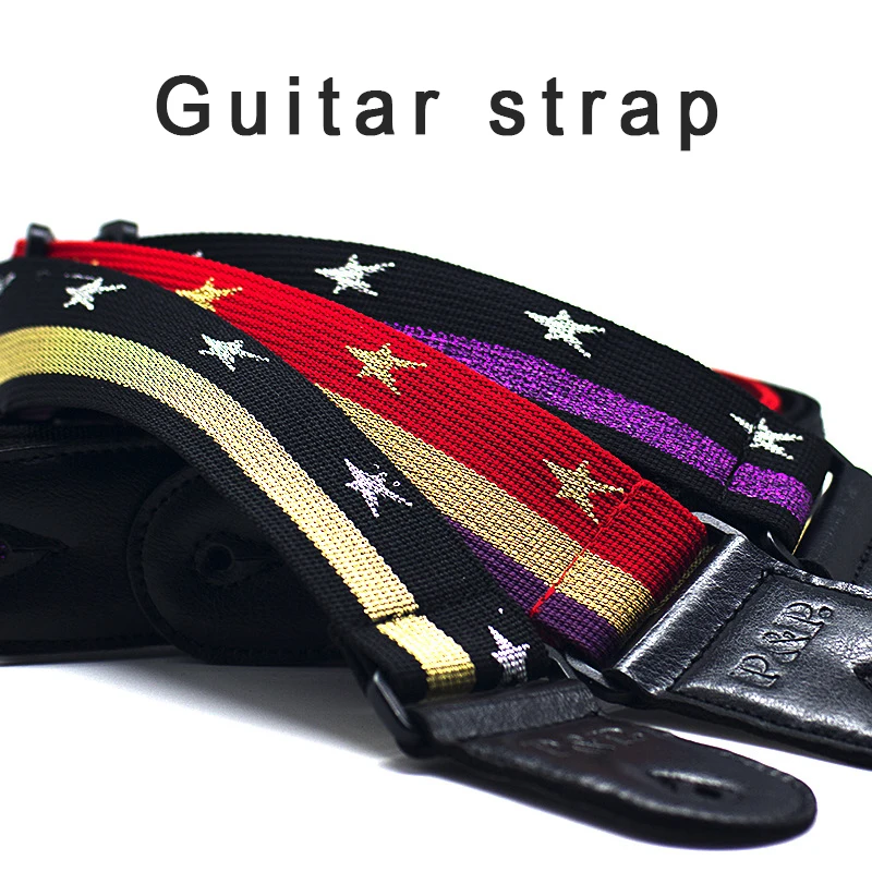 

Guitar Straps for Acoustic Electric Guitar and Bass Multi-Color Belt Adjustable Colorful Webbing Strap Instrument Accessories