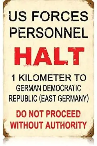 

Maizeco Vintage US Forces Halt Metal Signs Military 8" x 12" Inch Tin Sign Plaques Poster for Man Cave Home Pub Bar Garage