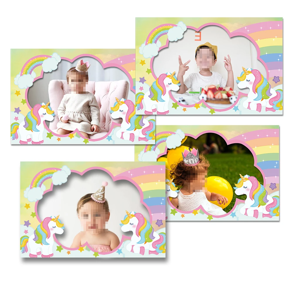 Unicorn Party Wall Decorations Paper Photo Frame Baby Kids Event Birthday House Moving Supplies 5 PCS | Дом и сад