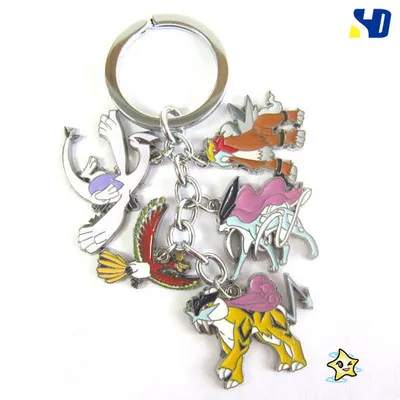 2-5 Брелок с покемоном Entei Eevee Swablu Piplup Poke Ball Pikachu Ash Ketchum Rowlet милый забавный мультфильм металлический брелок Аниме подвеска - Цвет: 2-5