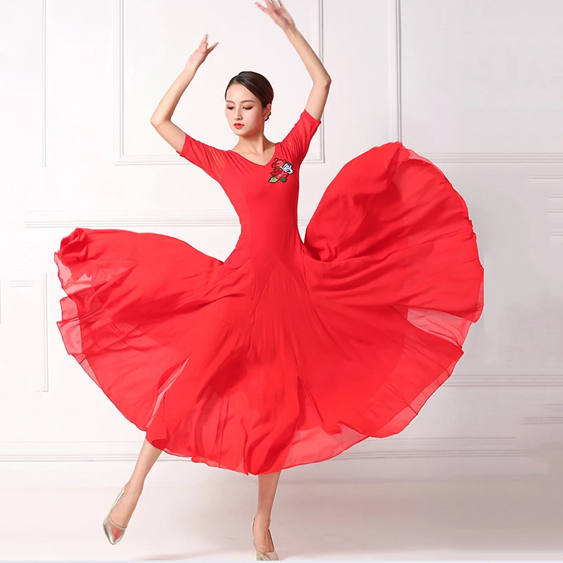 Фото Новинка красное платье для бальных танцев современных стандартное Одежда |