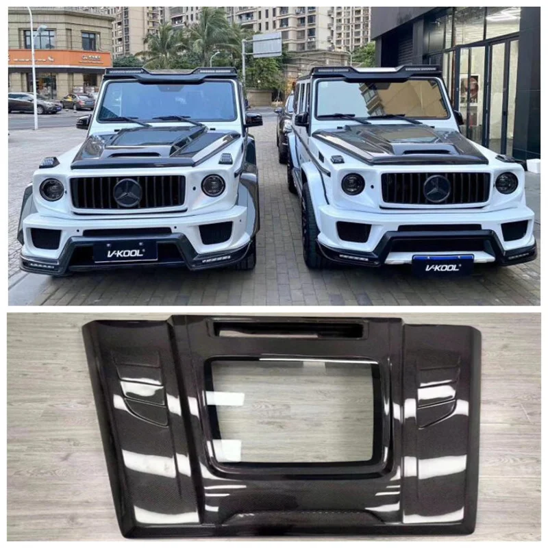 

Real Carbon Fiber Clear Glass Front Bumper Engine Hood Vent Cover For Mercedes-benz G class W463 G500 G55G63 G350 2008-2016
