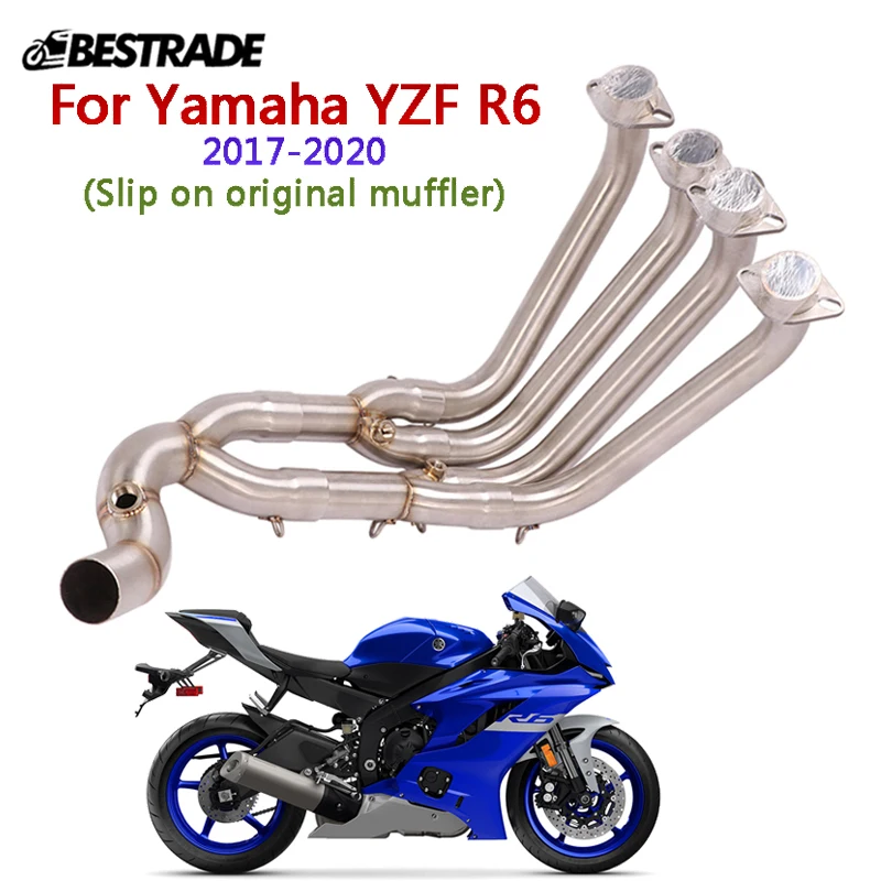 

Header Pipe For Yamaha YZF R6 2017 2018 2019 2020 Motorcycle Exhaust Front Mid Link Connect Tube Slip On original Tail Mufflers