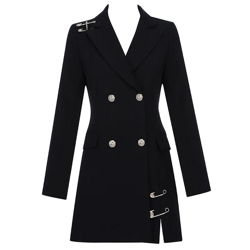 Женский двубортный Блейзер Max Spri черный блейзер с длинным рукавом и пряжкой