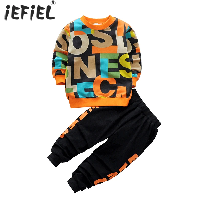 

Kids Boys Girls Clothes Sets Children's Clothing Autumn Long Sleeve Letter Print Sweatershirt Trousers Active Suits 2Pcs Sets