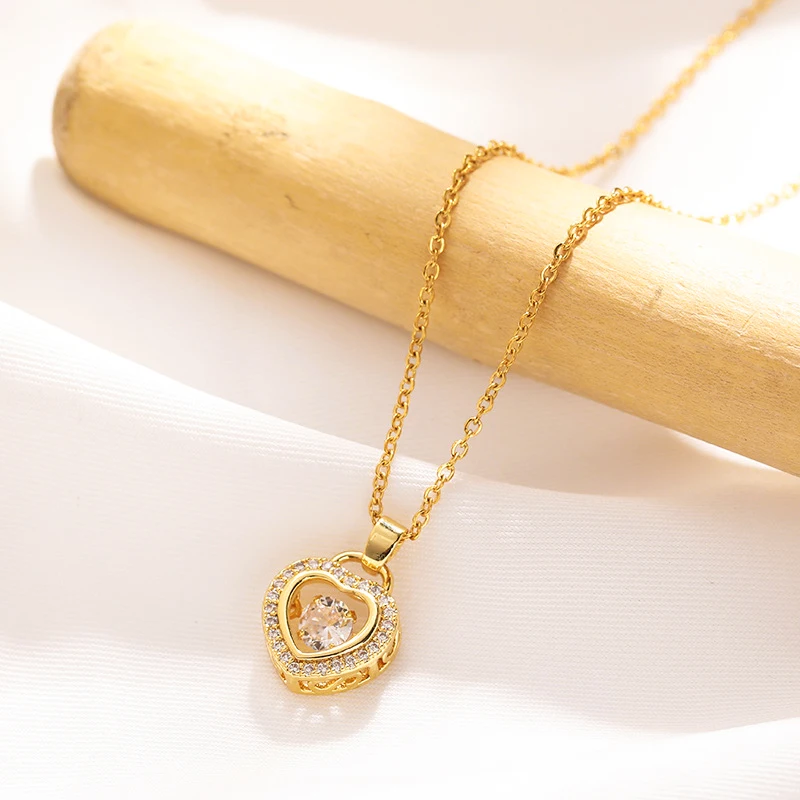 

Korean Fashion Heart Pendant Neck Chain Stainless Steel jewelry for women Initial Necklaces Wholesale Cheap Items free shipping