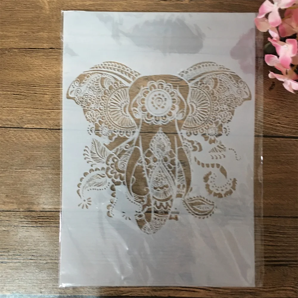 A4 29cm Mandala Big Ears Elephant DIY Layering Stencils Wall Painting Scrapbook Coloring Embossing Album Decorative Template