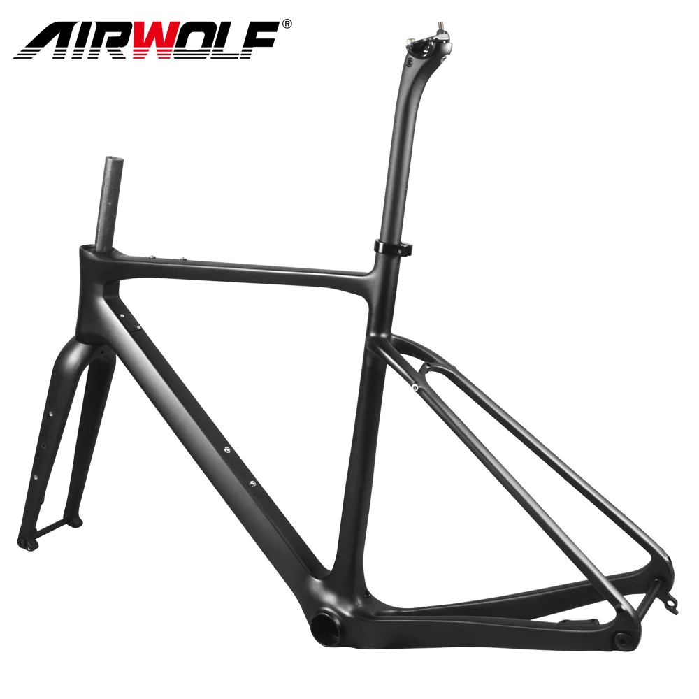Pаспродажа T1100 Toray полностью углеродное волокно гравий велосипедная Рама 700 * 40c сквозная ось 142*12 мм включая руль Frok Cyclocross рамы дорожного велосипеда