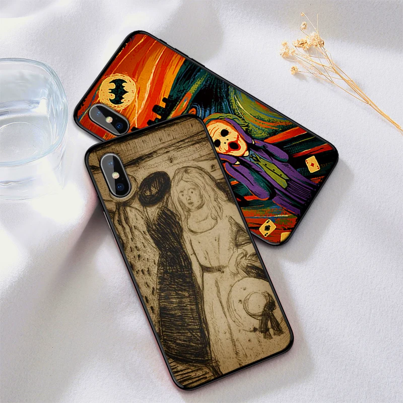 Крик от Munch ультра тонкий чехол для iPhone XS Max XR Мягкий силиконовый X 6 6S 7 8 Plus Coque Funda |
