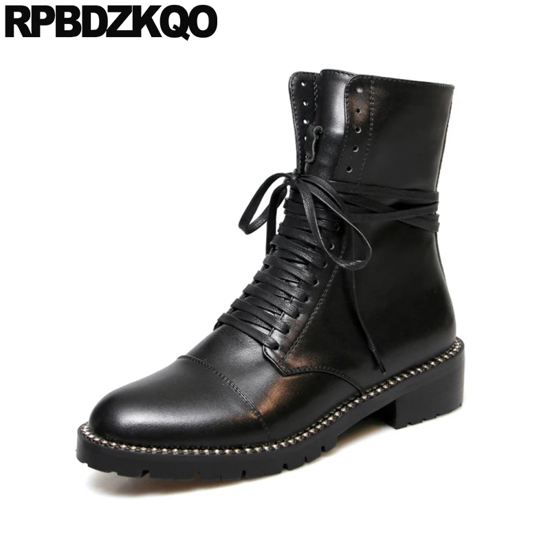 Обувь по щиколотку с Стразы женскую одежду в стиле милитари черного цвета