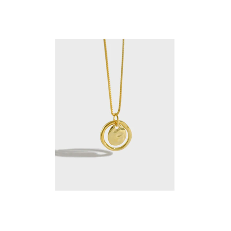 

925 Sterling Silver Necklace INS Simple Irregular Concave Convex Ring Tag Women's Necklace Ladies Jewelry