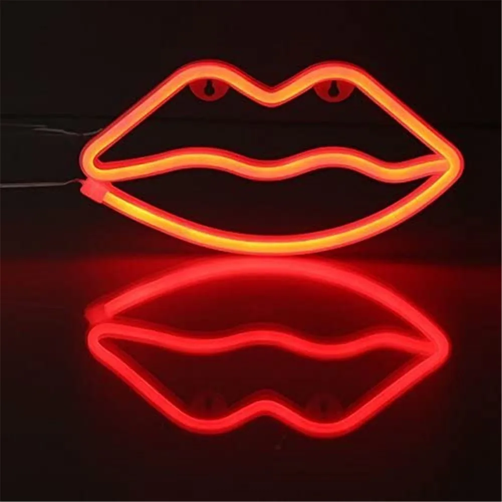 

Led Night Light USB Operated Red/Pink/Blue Lips Neon Lights for Christmas Children's Room Party Holiday Gift Bedroom Decoration