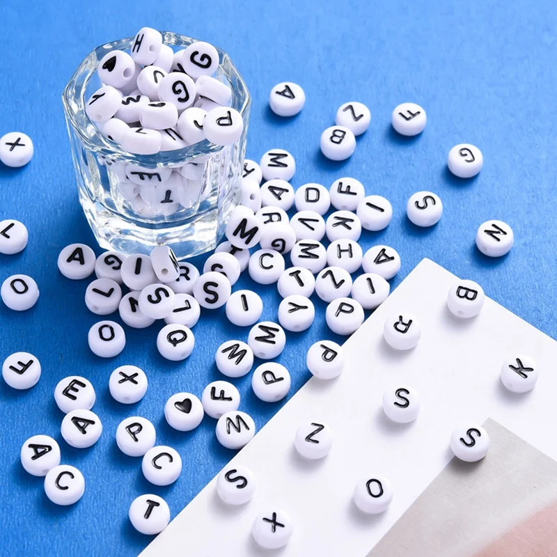 

1200PCS Letter Beads Square Letter Beads Alphabet Beads A-Z and Heart Beads for Jewelry Making/Bracelets/Necklaces