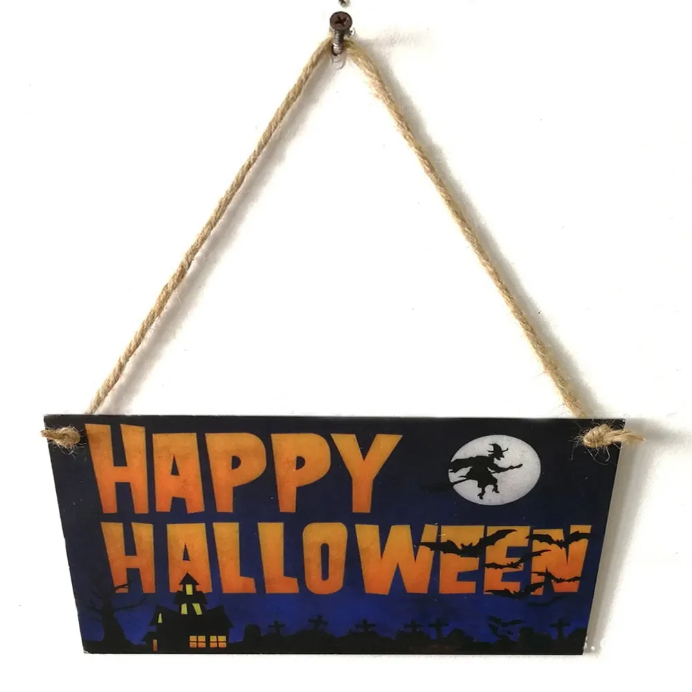 Новый деревянный Хэллоуин сцена шаблон подвесная доска декорация дом с