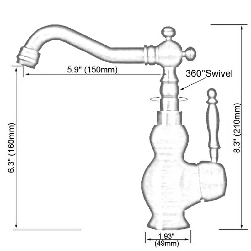 Современный поворотный кран из полированной латуни золотого цвета с одним