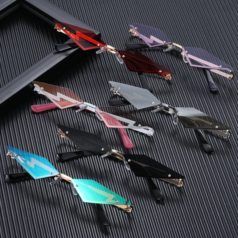 Очки солнцезащитные без оправы для мужчин и женщин Модные Узкие солнечные