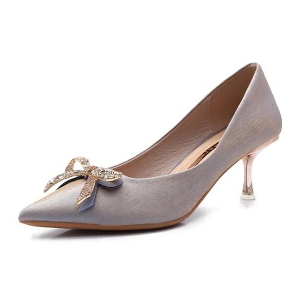 

New Spring And Summer New Women's Singles Shoes Pointed Toe Stiletto High Heel Shoes With Shallow Mouth Rhinestones 6cm Heel