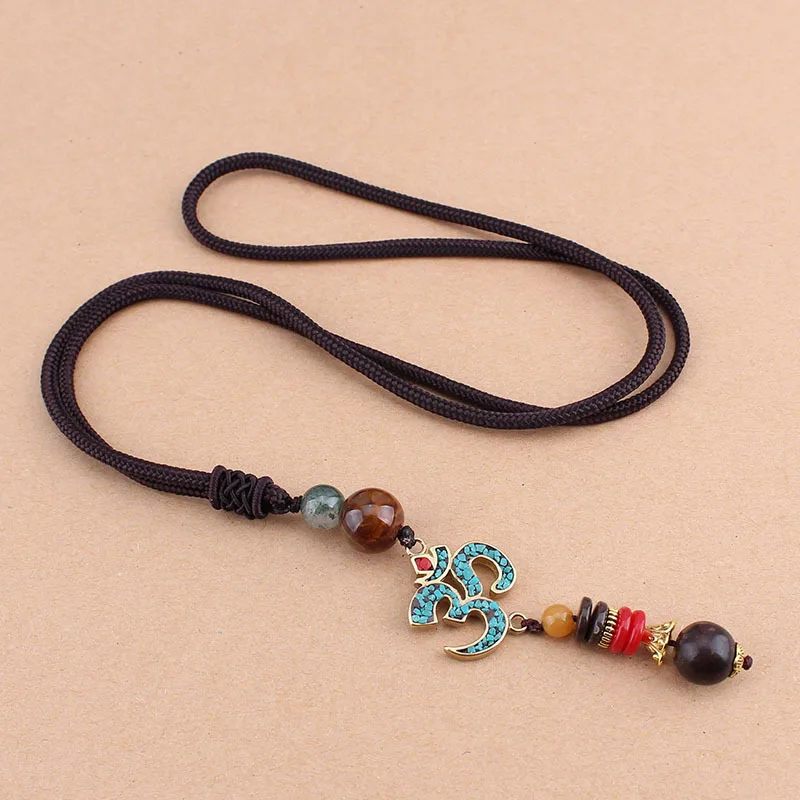 Новый Винтажный непальский длинный буддийский деревянный кулон и ожерелье из