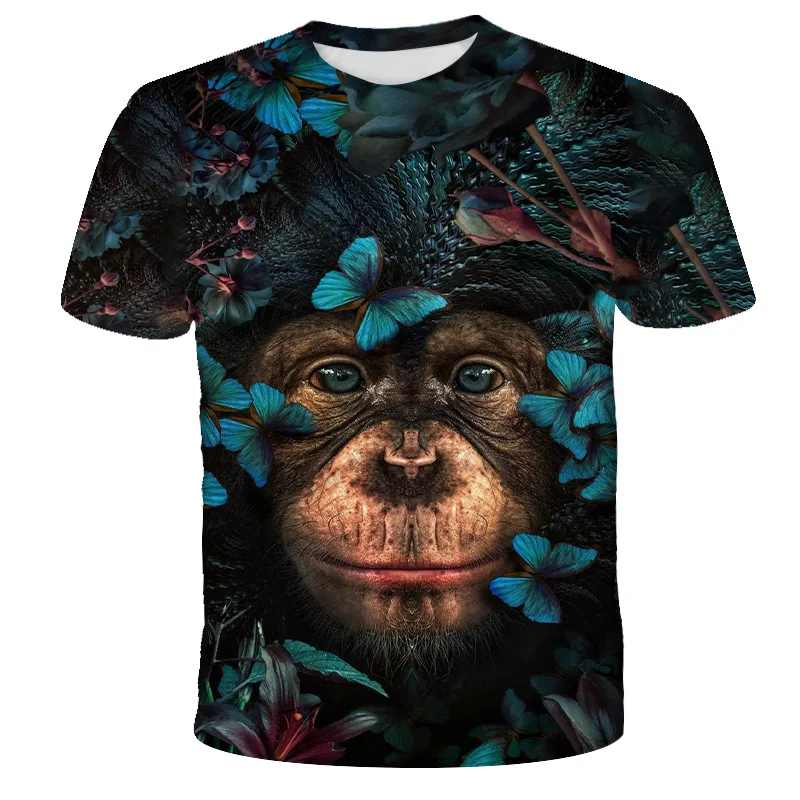

Kids T-Shirts 3D Printed Orangutan Tee Animal Summer Short Sleeve Cool Tops Children Clothes for Boys Girls Child T Shirt 2021