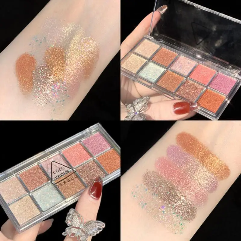 

10 Color Pressed Matte Glitter Eyeshadow Palette Earth Tone Pearly Waterproof Long-lasting Eye Shadow Shiny Makeup