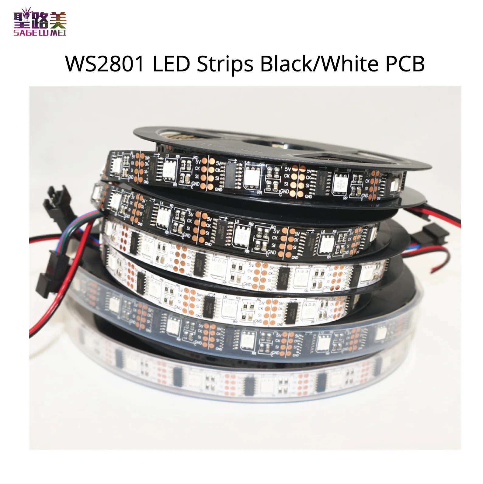 

LED Pixel Strip WS2801 1m/3m/5m Black/White PCB 32 LEDs/m Independently Addressable Magic Dream Color Light IP30/IP67 DC5V