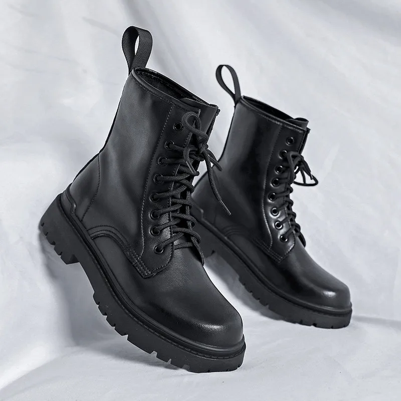 

Flat Wearable Non-slip Round Head Cowboy Boots Mens Trend Work Snow Safety Shoes For Men Leather Brand Timberland