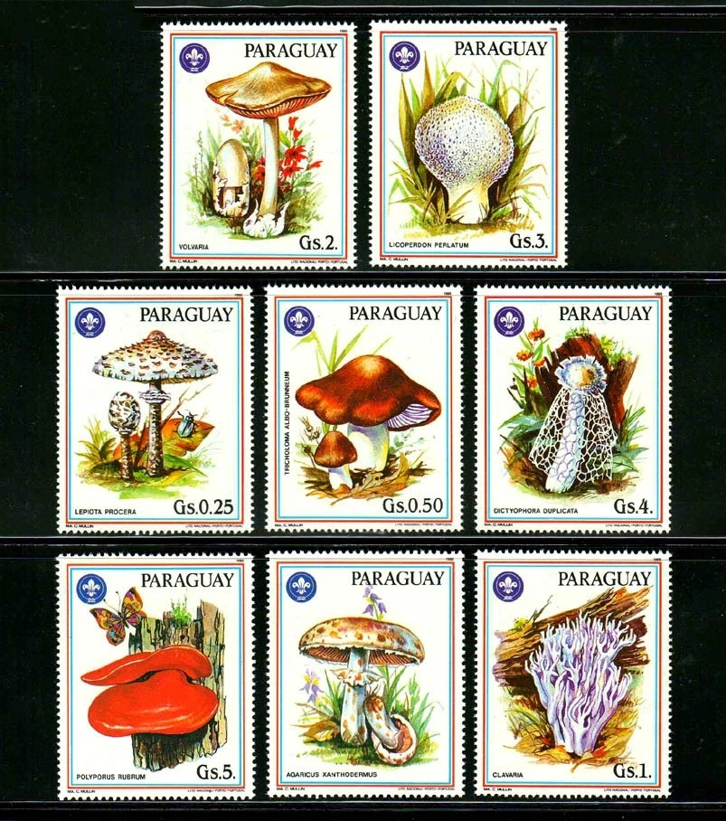 

8 шт./компл. новые штампы в парагвайском стиле 1986 штампы в виде грибов MNH