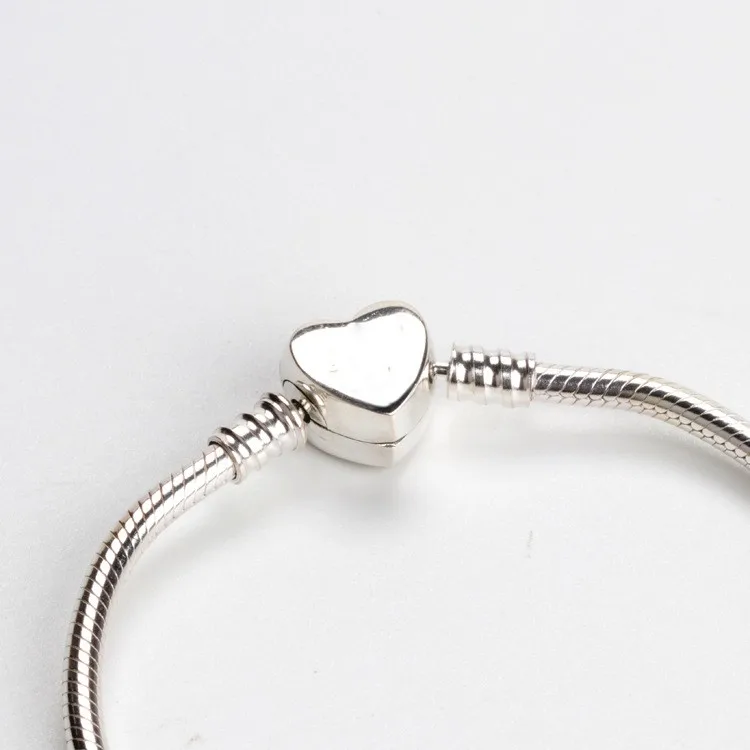 

Original 925 Sterling Silver Silver Heart With Crystal Cz Pan Bracelet Fit European Charm Bracelets Women Jewelry