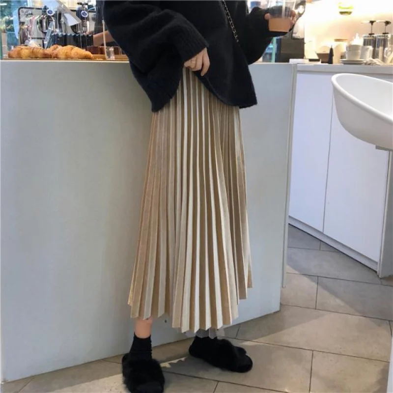 

High waist skirt autumn winter women 2020 new Korean mid long wave dot gauze fairy skirt student skirt fashion