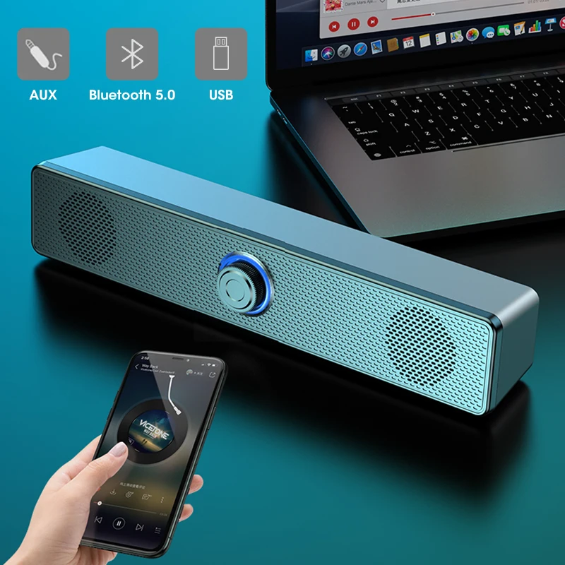 

Home Theater Sound System Bluetooth Speaker USB Powered AUX 3.5mm Wired Soundbar Computer Speakers for TV Box Subwoofer