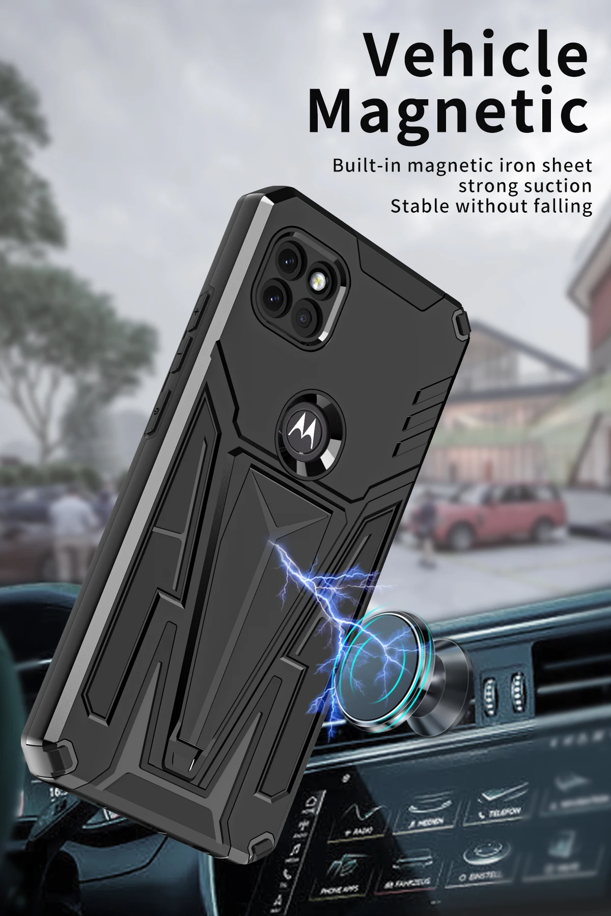 shockproofarmor stand phone case for motorola one 5g ace moto g 5g moto g pure car magnetic kickstand back cover free global shipping